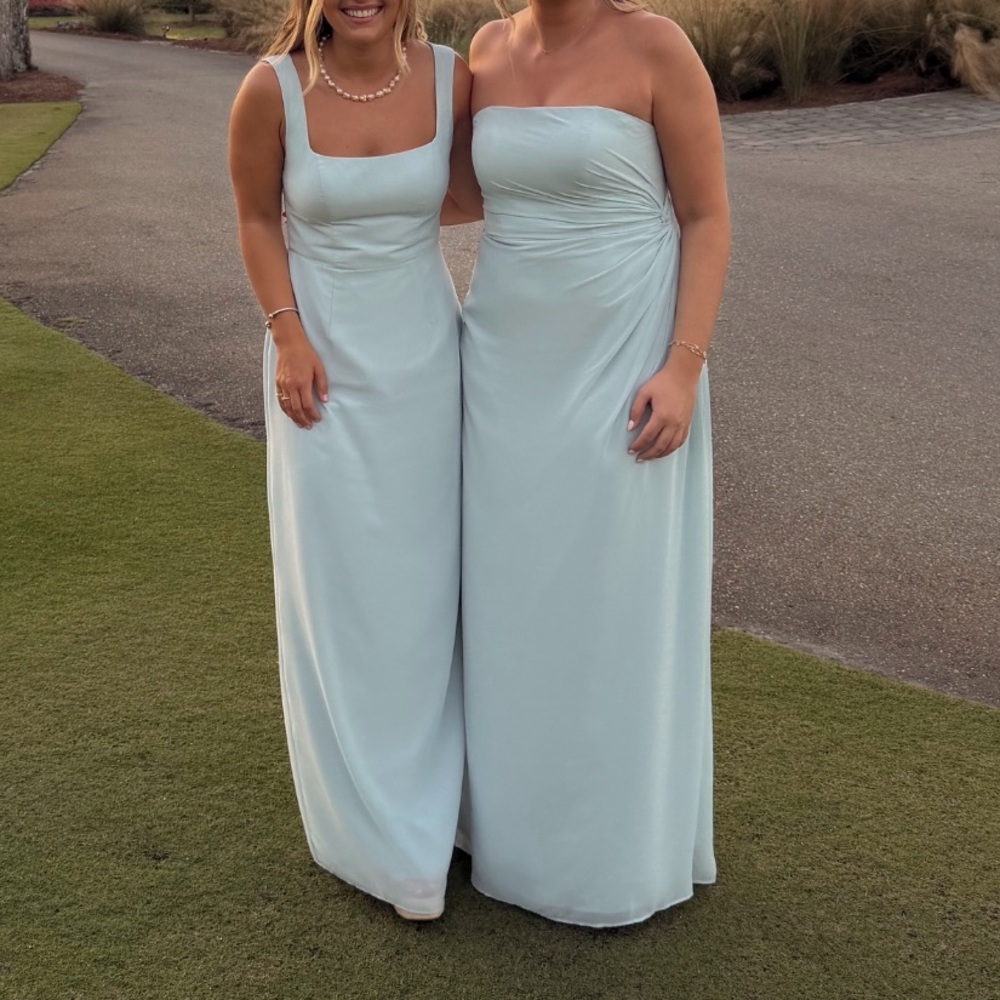 Azazie Strapless Light Blue Dress with matching shawl